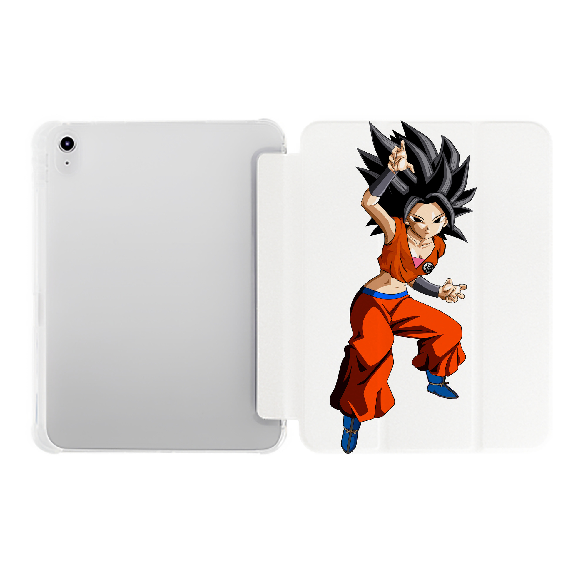 （画像用） ドラゴンボール カリフラ DRAGON BALL Caulifla IPad ケース ペン収納付き 三つ折りスタンド PUレザー×シリコン 対応機種9.5/10.5/10.9インチ